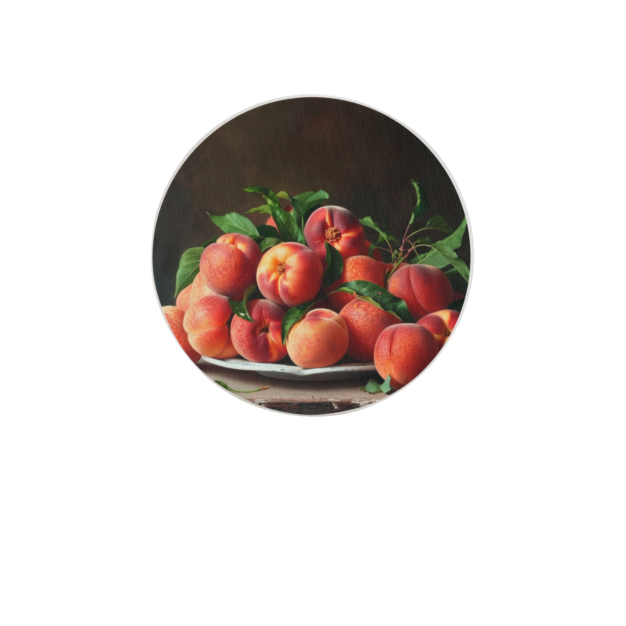 peach-pattern-round-ceramic-coaster