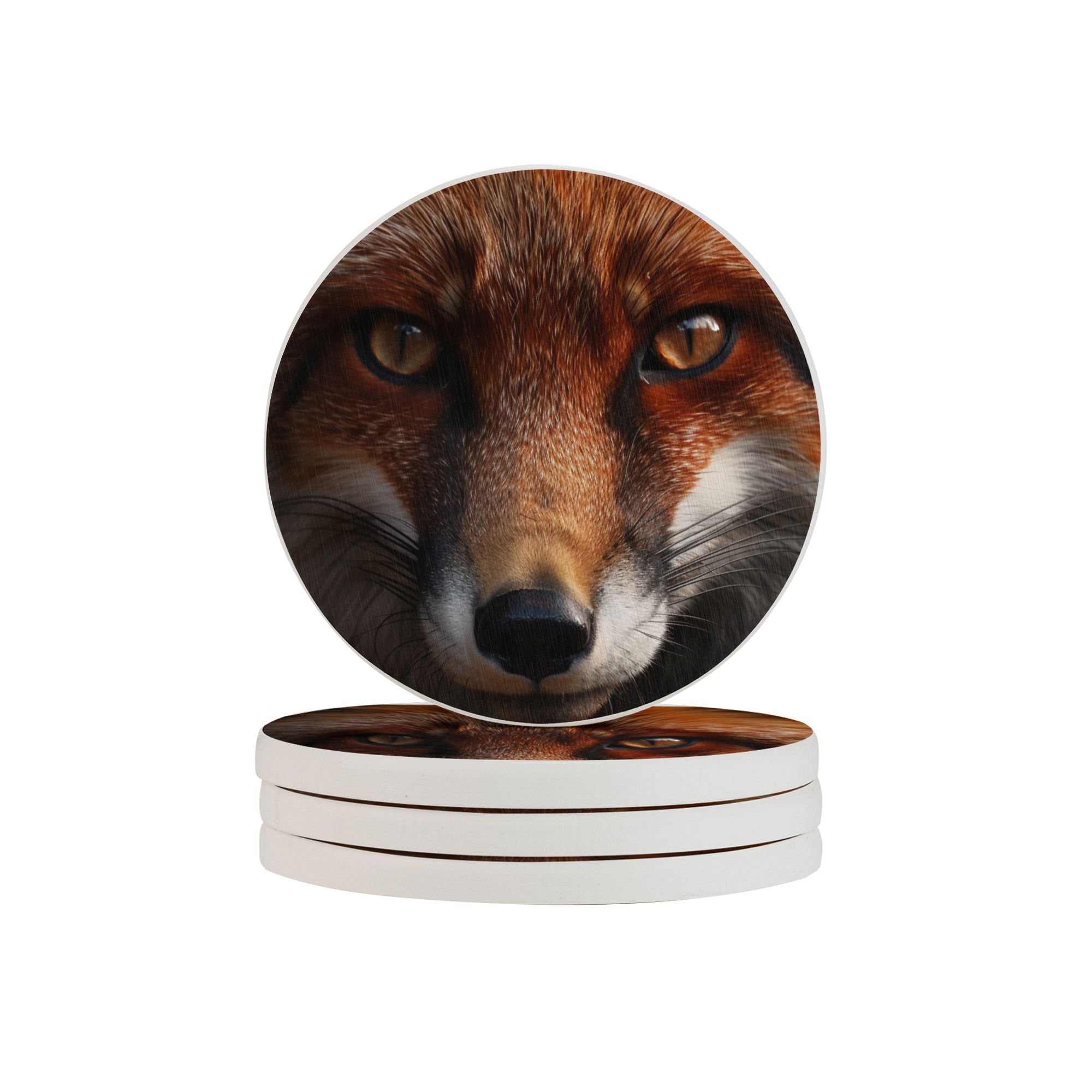 fox-pattern-round-ceramic-coaster